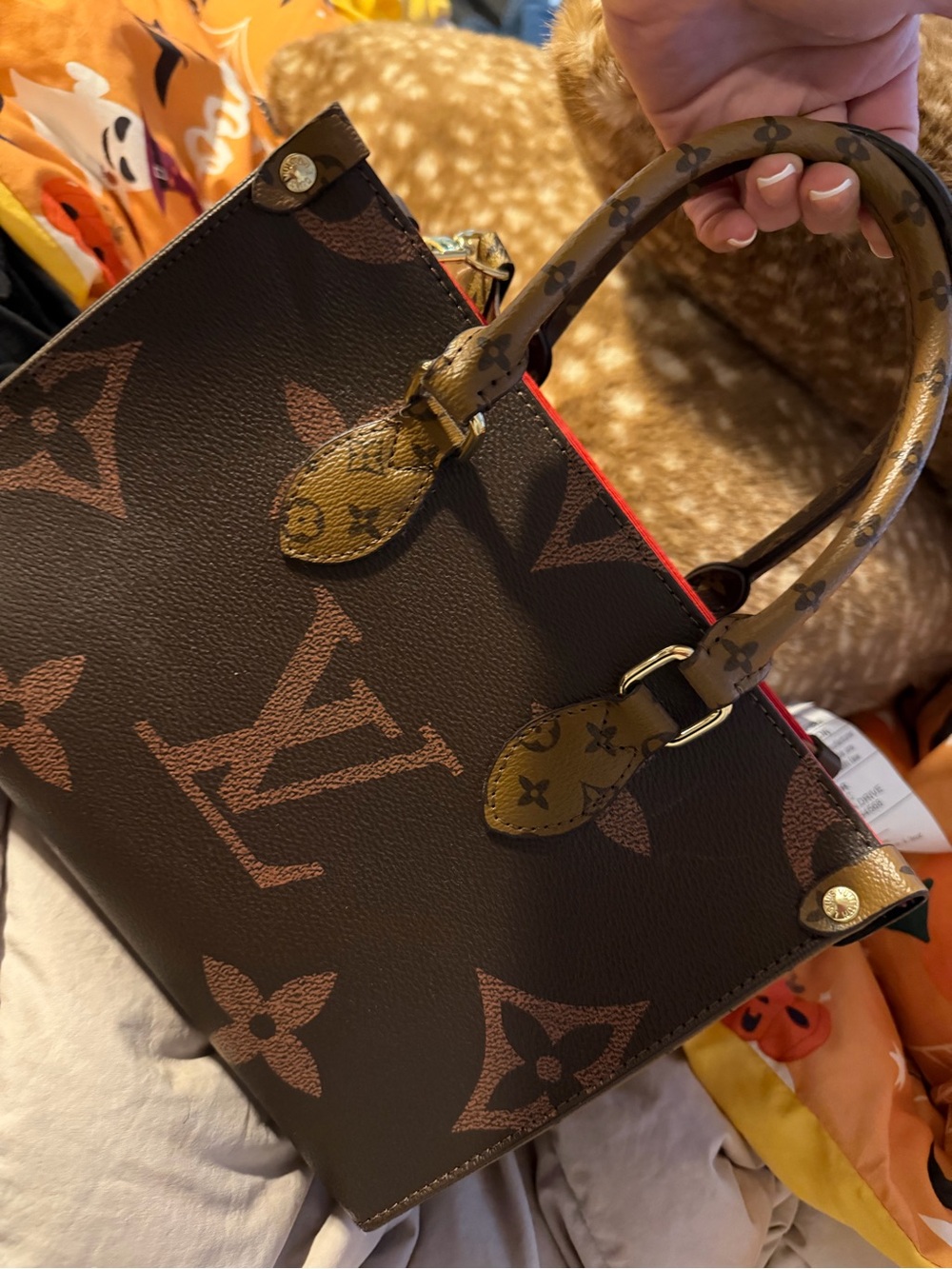 Brown Monogram Mini Tote with Gold-Tone Accents. Inspired min bag. Super cute
